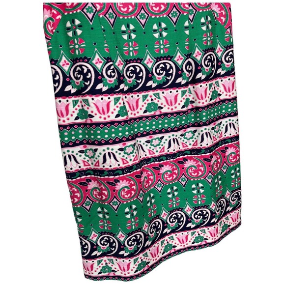 Talbots Womens Shift Dress Size 2P Sleeveless Multicolor Geometric Fringe Knee - Picture 3 of 12